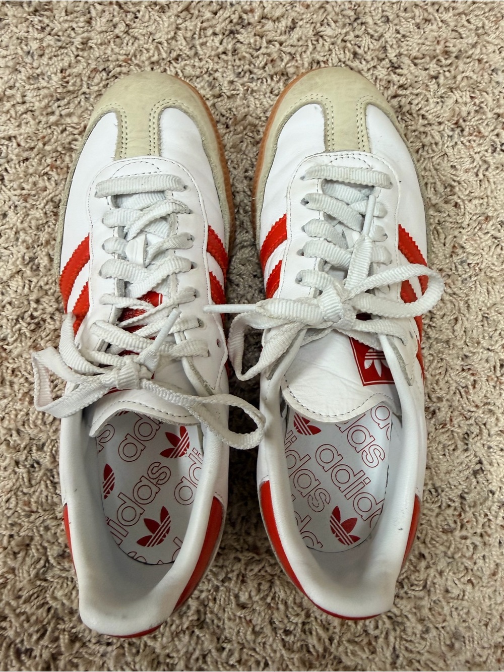 adidas White Leather Sneakers with Red Stripes - Picture 3 of 7